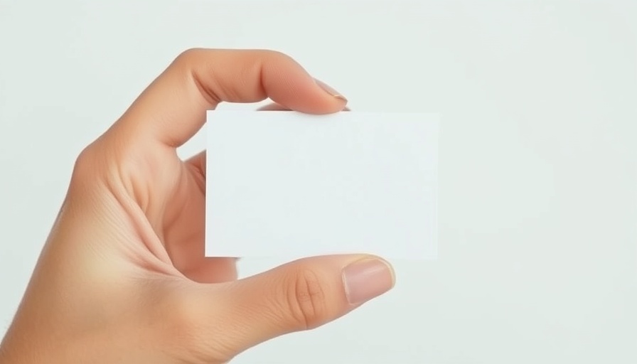 Hand holding blank card, minimalist design for effective Twitter cards strategies.