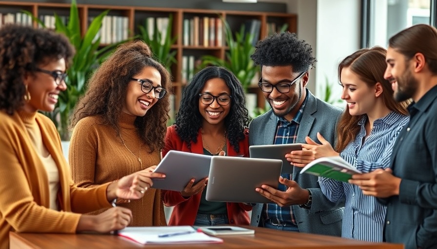 Diverse team collaborating in a modern office for LinkedIn groups for business networking.