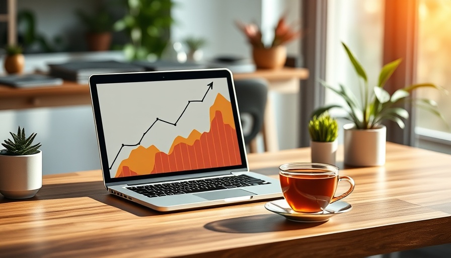 Digital marketing strategies in 2025, workspace with laptop and graph.