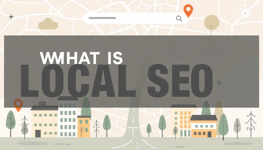 Illustration explaining what is local SEO with map and search icons.