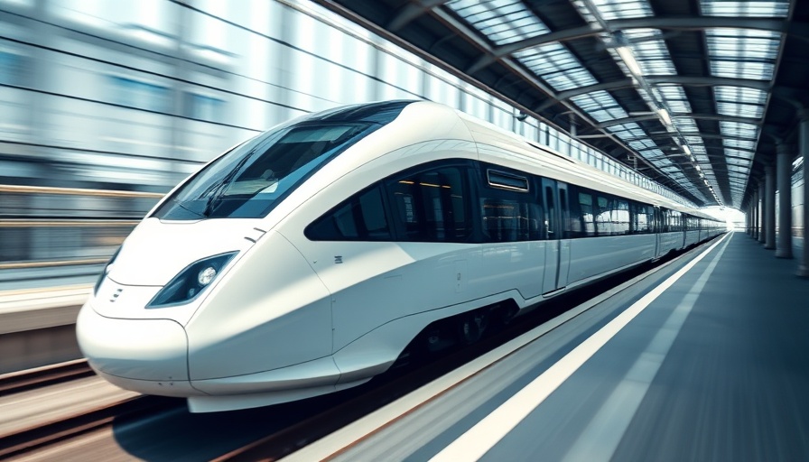 Modern train at high speed in urban station, SCMaglev train proposal