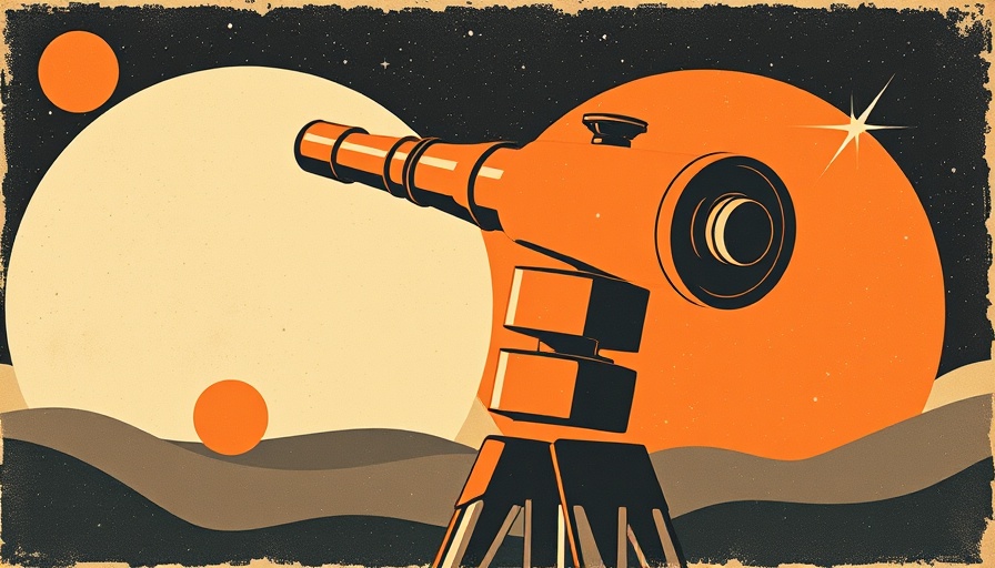 Retro sci-fi poster with telescope for optimization services.