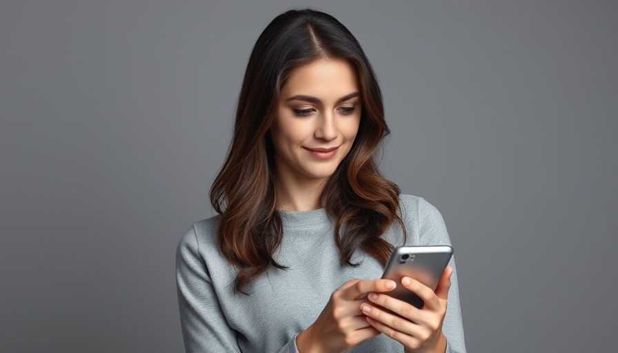 Confident woman using smartphone, GoDaddy SmartLine for Business Communication