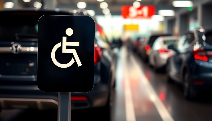 Sleek modern handicap parking sign in a car showroom, illuminated symbol.