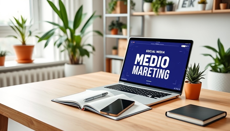Laptop displaying social media marketing trends in a home office.