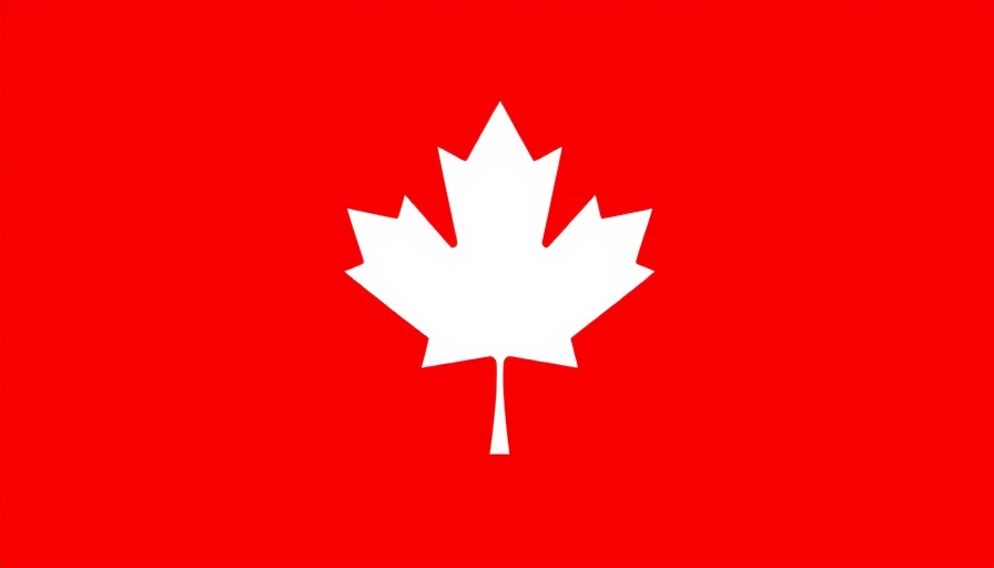Bold white maple leaf on red; minimalist design.