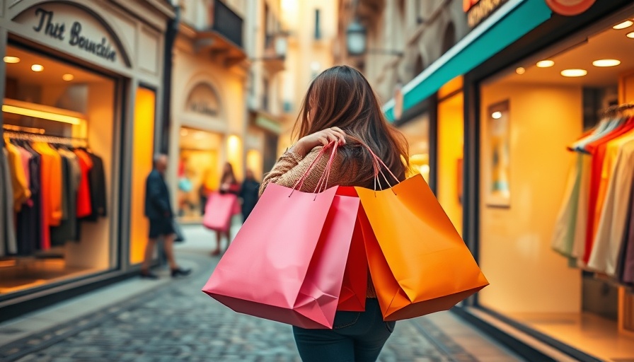 Woman with shopping bags outside boutique for physical store success.