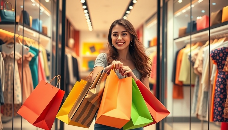 Woman with shopping bags in a vibrant store, Strategies for Your Physical Store Business.