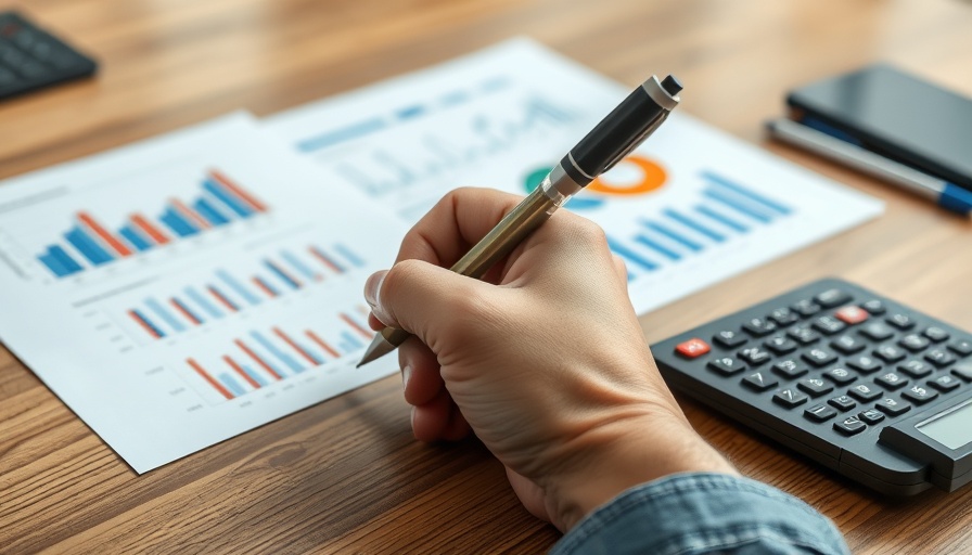 Person calculating breakeven in units with charts and calculator.
