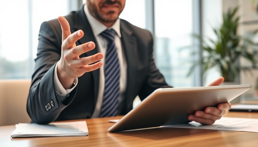 Businessman demonstrating sales negotiation tactics with gestures.