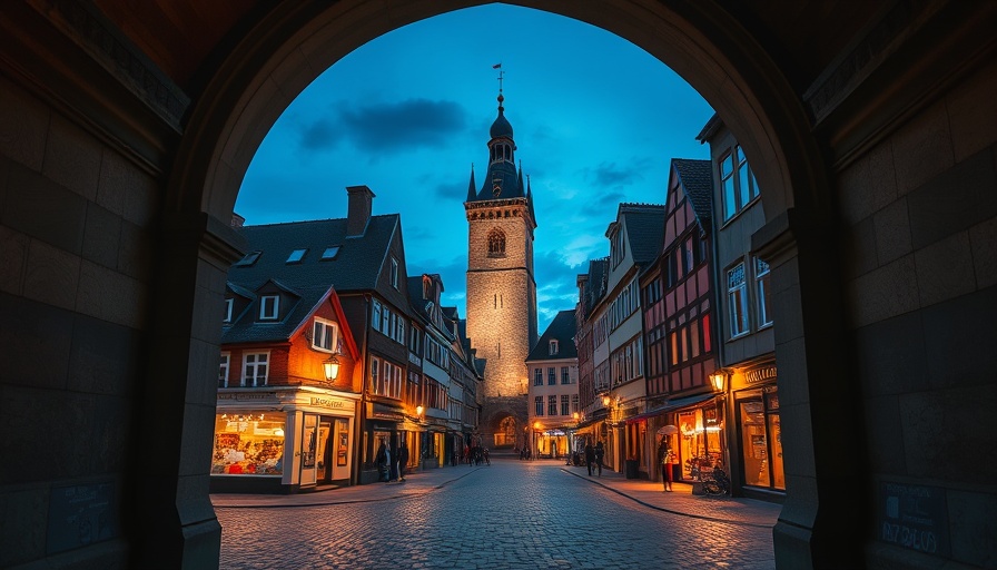 Gothic archway on a bustling street at twilight, Effective Main Street Programs.