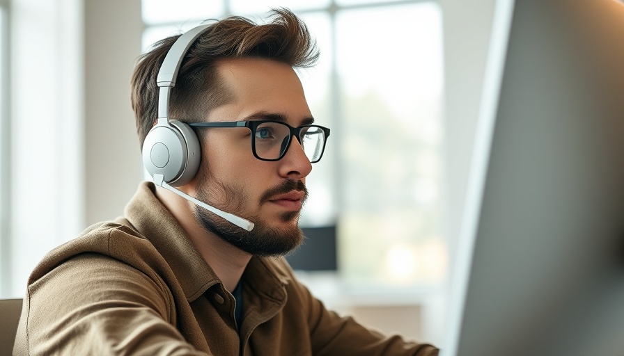 Focused man in headset working remotely, perfect for hiring a virtual assistant.