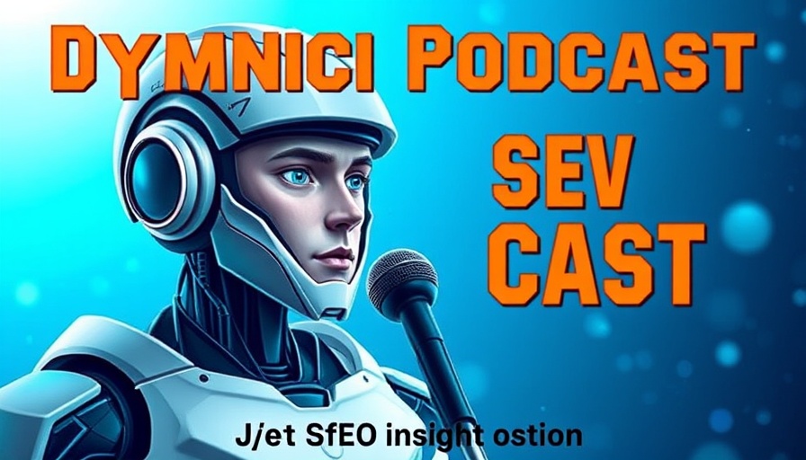 AI in Digital Marketing podcast cover featuring a robot and a guest.
