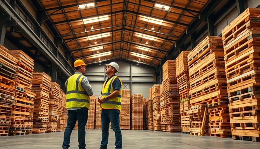 Workers inspecting lumber inventory in a large warehouse, types of inventories in inventory management.