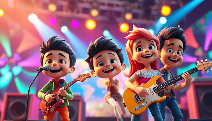 My Talking Tom Friends 2 game characters in a vibrant concert scene.