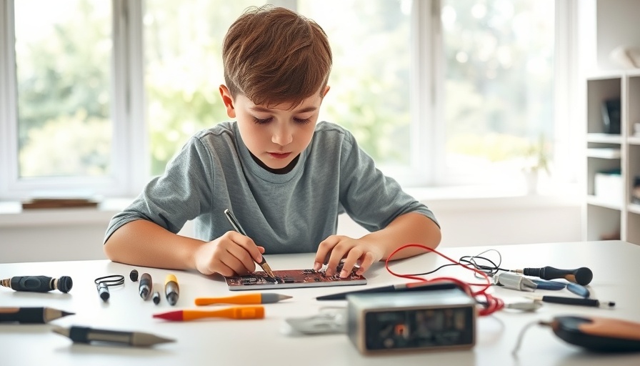 Young boy focused on electronics project, Creative Business Ideas for Working with Kids.