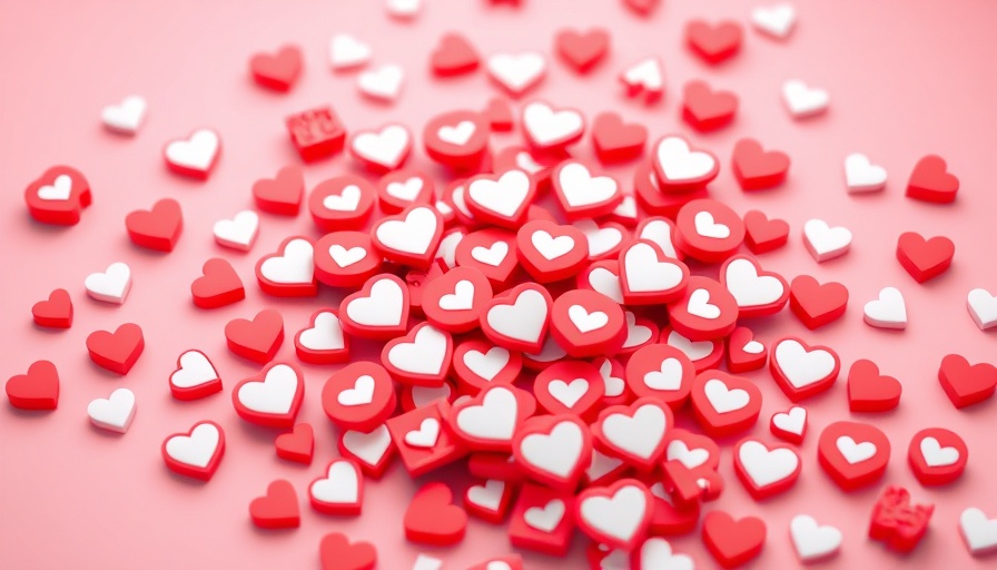 Free social media planners with heart-shaped icons on pink backdrop.