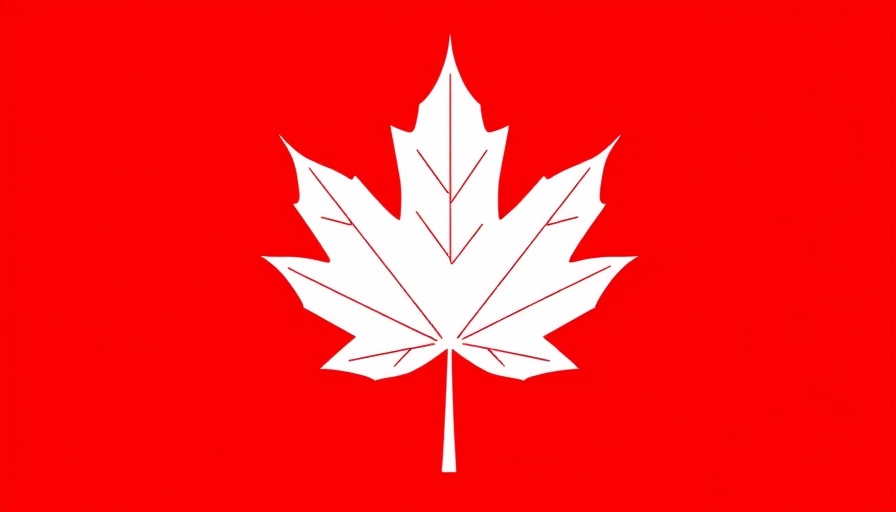 Stylized white maple leaf on a red background, minimalistic and striking.