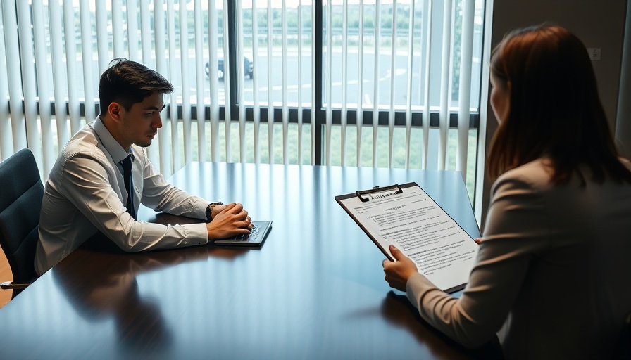 Nervous job interview scene depicting anxiety with resume visible.