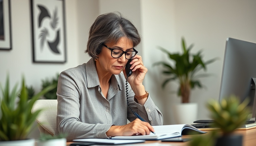 Mature woman multitasking at desk, highlighting ageism in the workplace.
