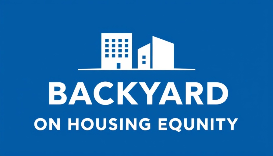 Minimalist building icon logo on housing equity backdrop.