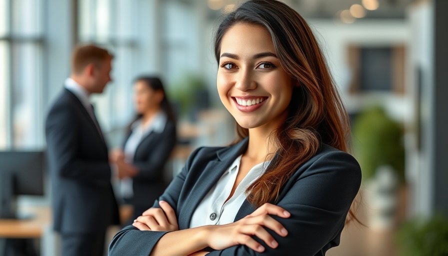 Confident woman in office developing leadership skills.