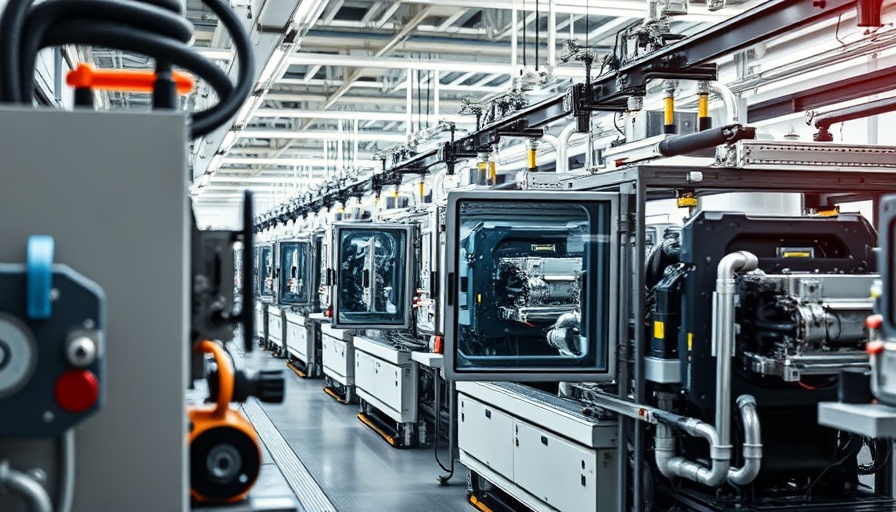 Modern automotive injection molding setup in factory environment.