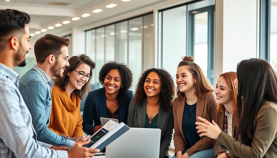 Group collaborating to increase business growth in modern office.