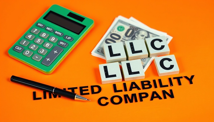 Financial tools illustrating LLC meaning with calculator and letters