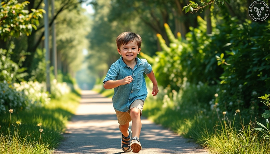 Young boy running outdoors, showing benefits of Saucon Source
