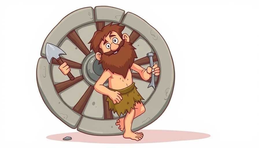 Whimsical InventHelp logo with caveman illustration