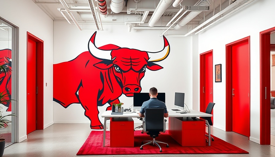 IP-based digital marketing technology office with red bull mural.
