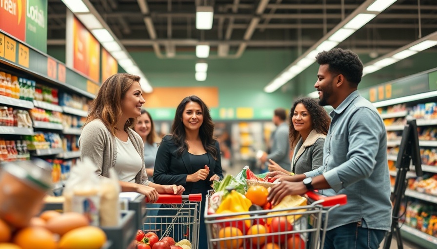 Shoppers at grocery checkout amid consumer prices discussion.