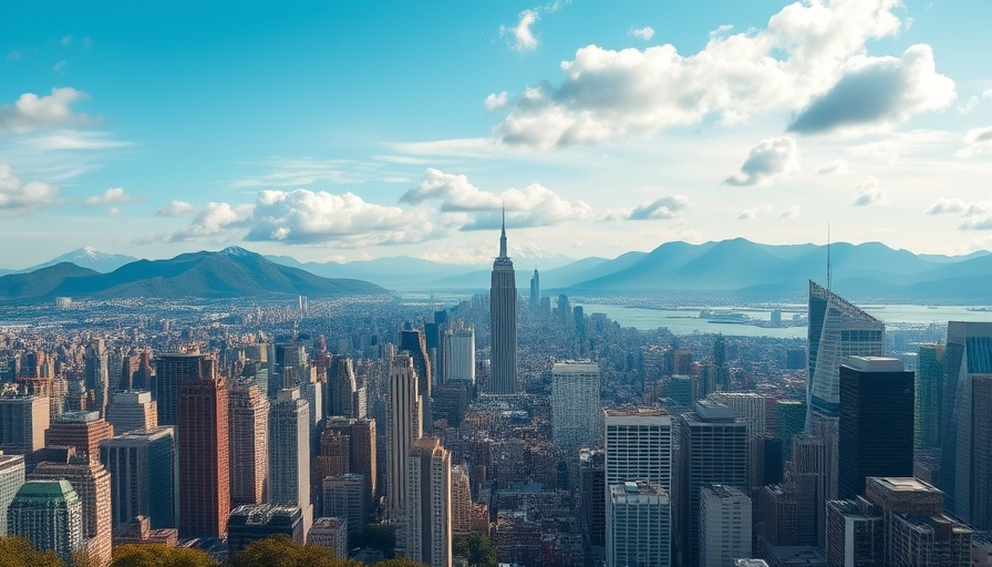 City skyline showcasing dense skyscrapers amid mountains.