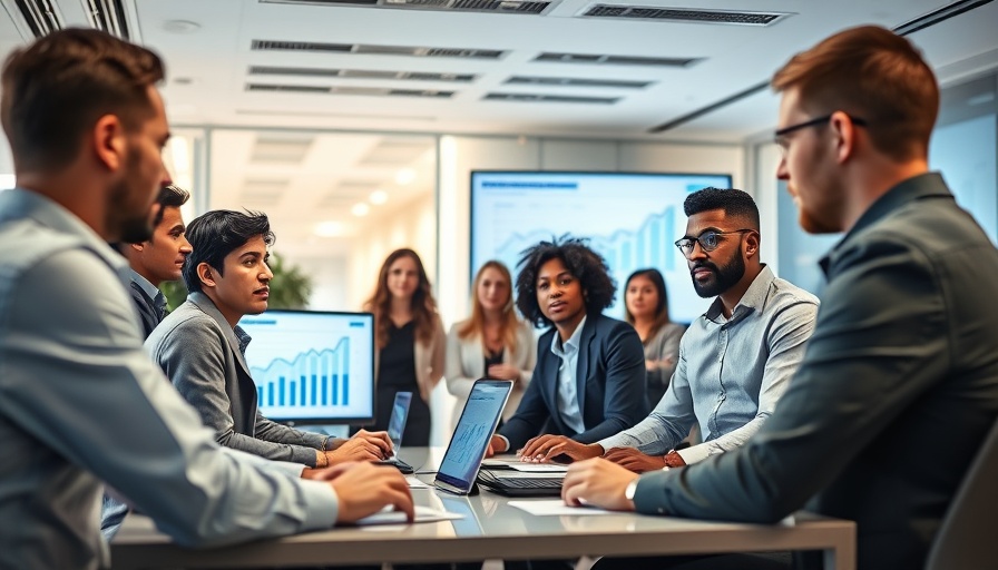 Team discussing how to rebrand your business in modern office setting.