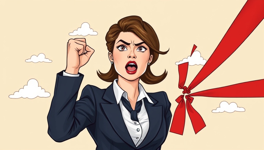 Gender bias in advocacy: businesswoman breaking red tape symbolizing barriers.