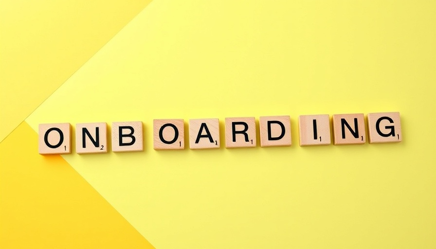 Wooden letter tiles spelling 'ONBOARDING' on yellow green background.
