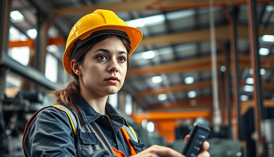 Focused worker operating machinery in an automated warehouse.