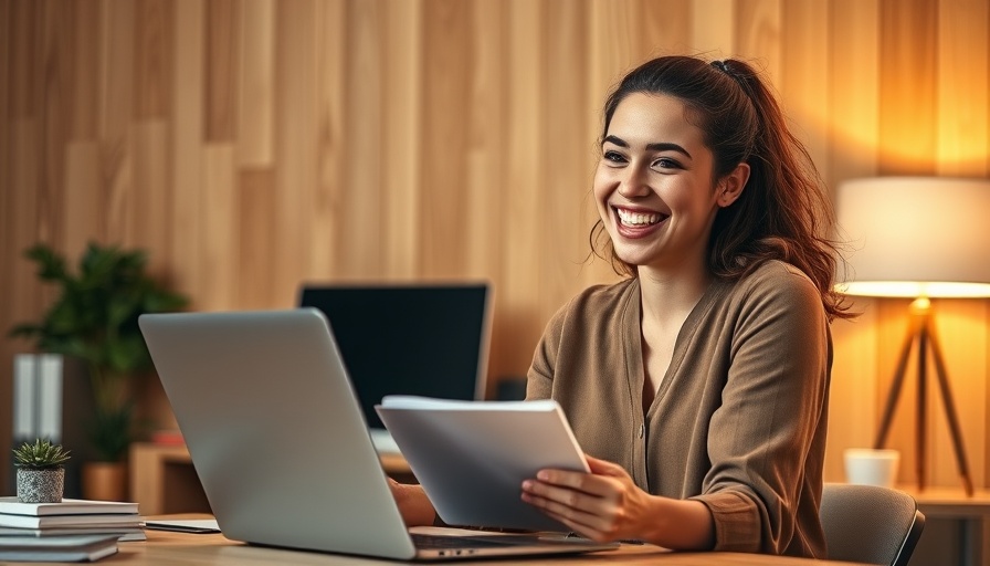 Young professional woman working in office, highlighting organizational training benefits.