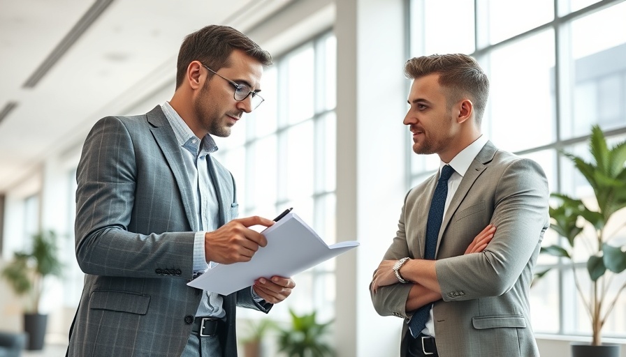Two professionals discussing employment laws in a small business setting.