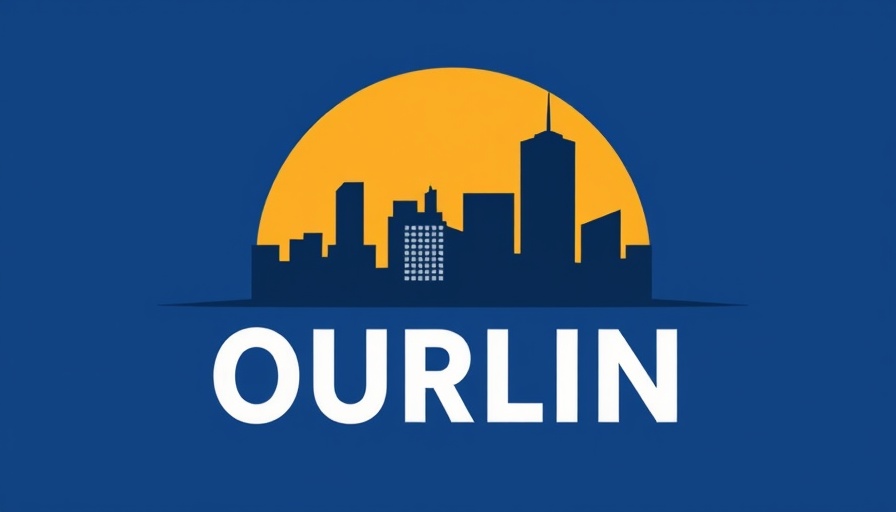 Stylized logo with text on blue background