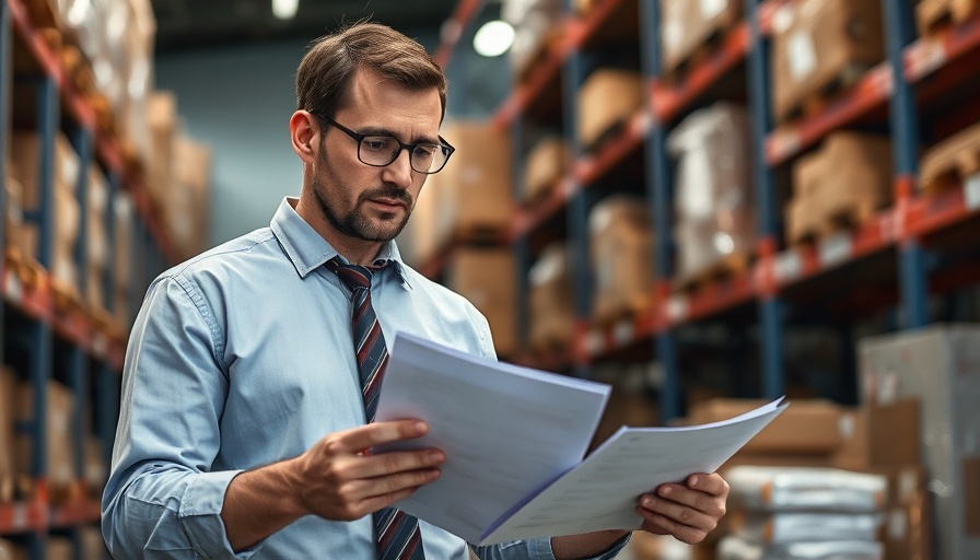 Professionals reviewing inventory control techniques in a warehouse.