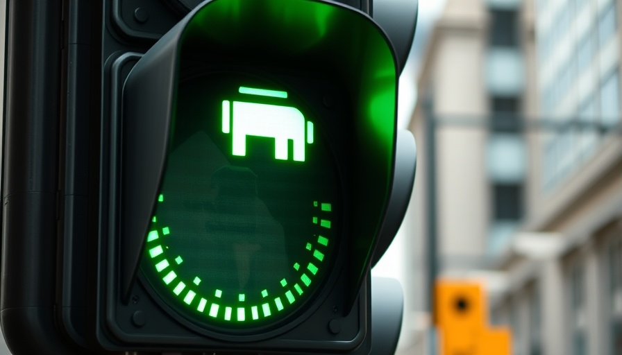 Traffic light with glowing bus symbol for AI-driven bus lane enforcement.