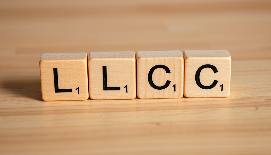 Close-up of LLC wooden blocks symbolizing business type.