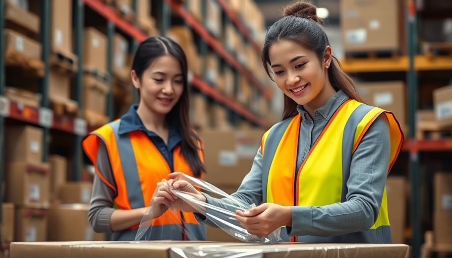 Woman wrapping boxes in a warehouse showcasing supply chain consulting benefits.