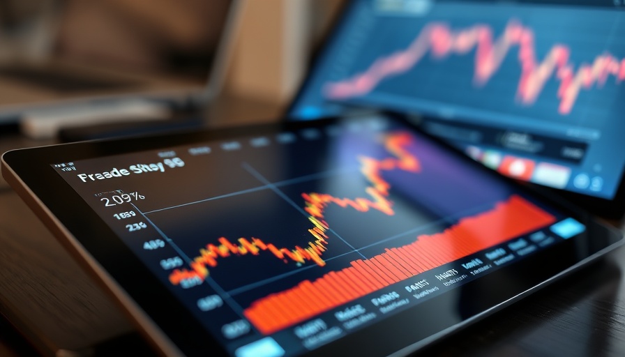 Tablet showing stock chart for financial forecasting for businesses.