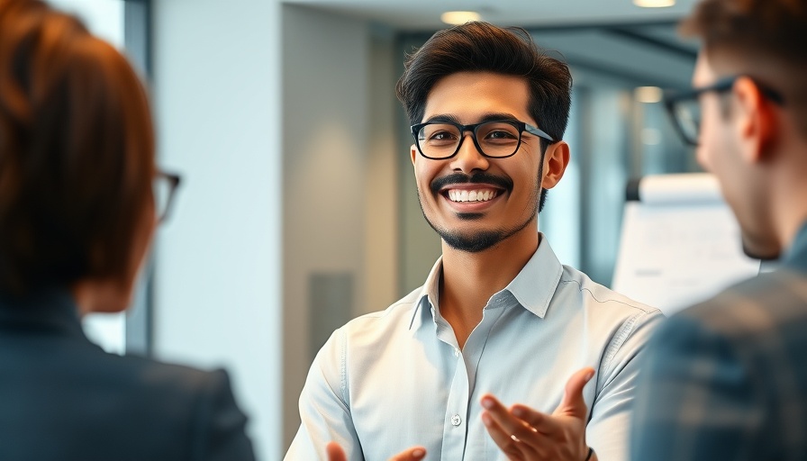 Young professional man presenting a graph in corporate training session.
