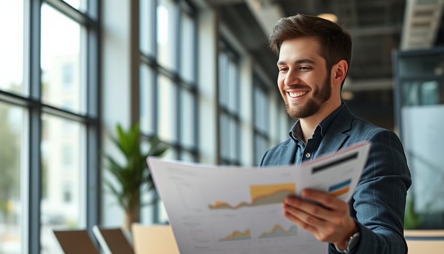 Professional man reviewing BPM process charts in a bright office.