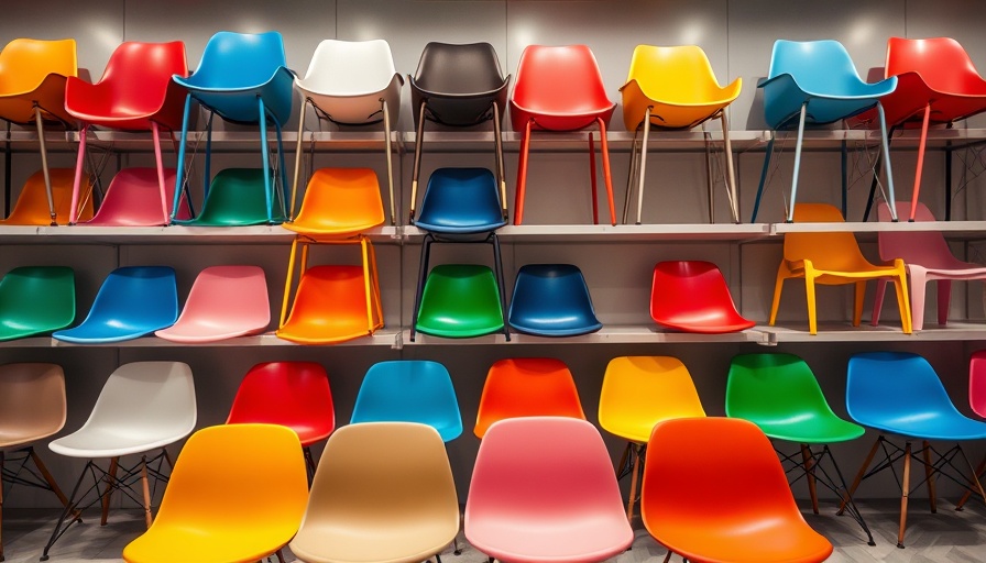 Colorful chairs displayed in a successful retail store floor plan.