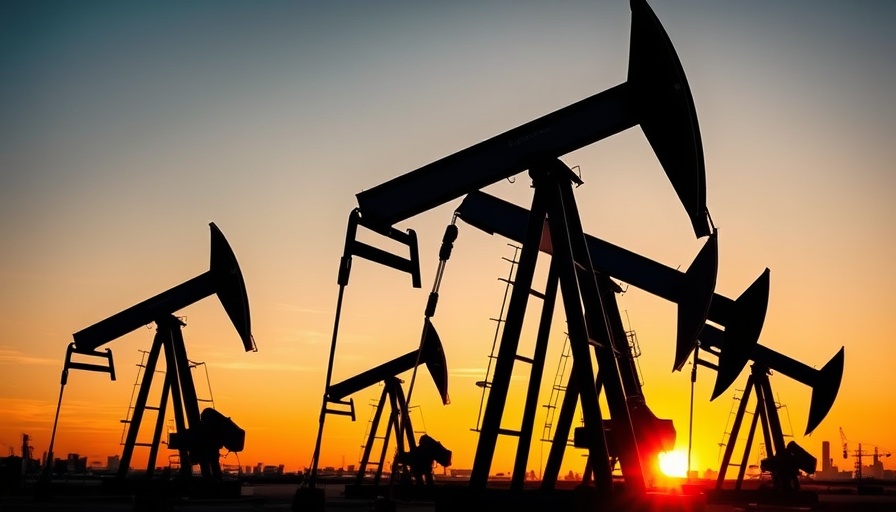 Oil pumpjacks silhouetted against a sunset sky, symbolizing OPEC Plus oil production increase.
